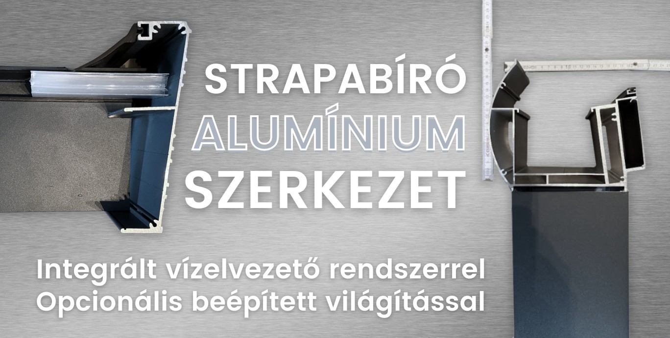 Masszív alumínium terasztető és autóbeálló szerkezet