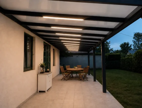 Terasztető építése led világítással