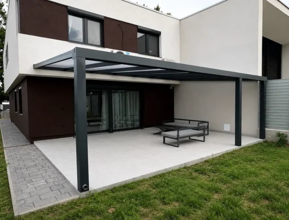 Alumínium pergola építése elhúzható tetővel